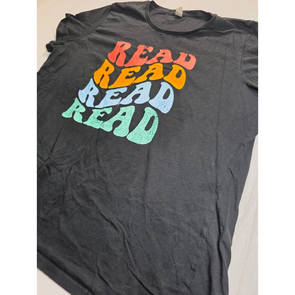 Instant Message Womens 1XW Black Read Graphic Tee Academia Boho T-Shirt